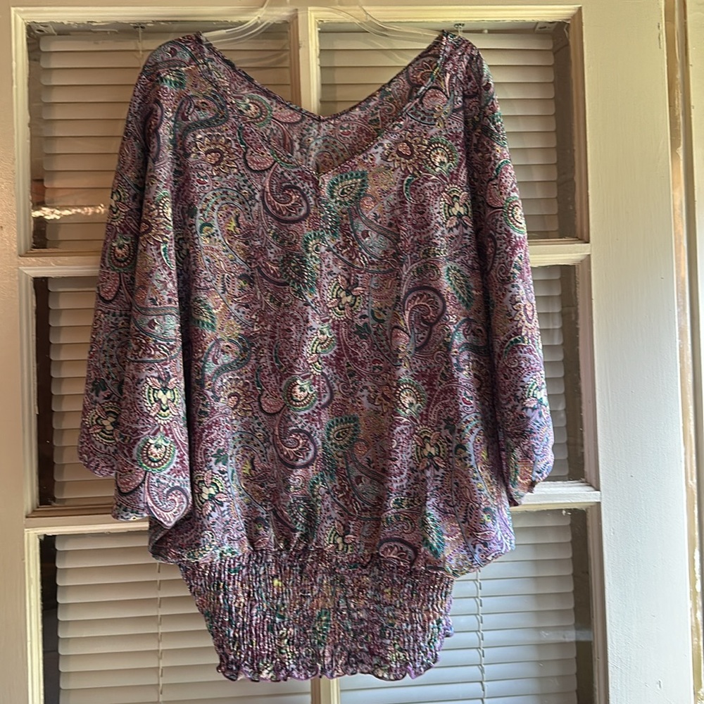 Flutter sleeves paisley whimsical boho blouse